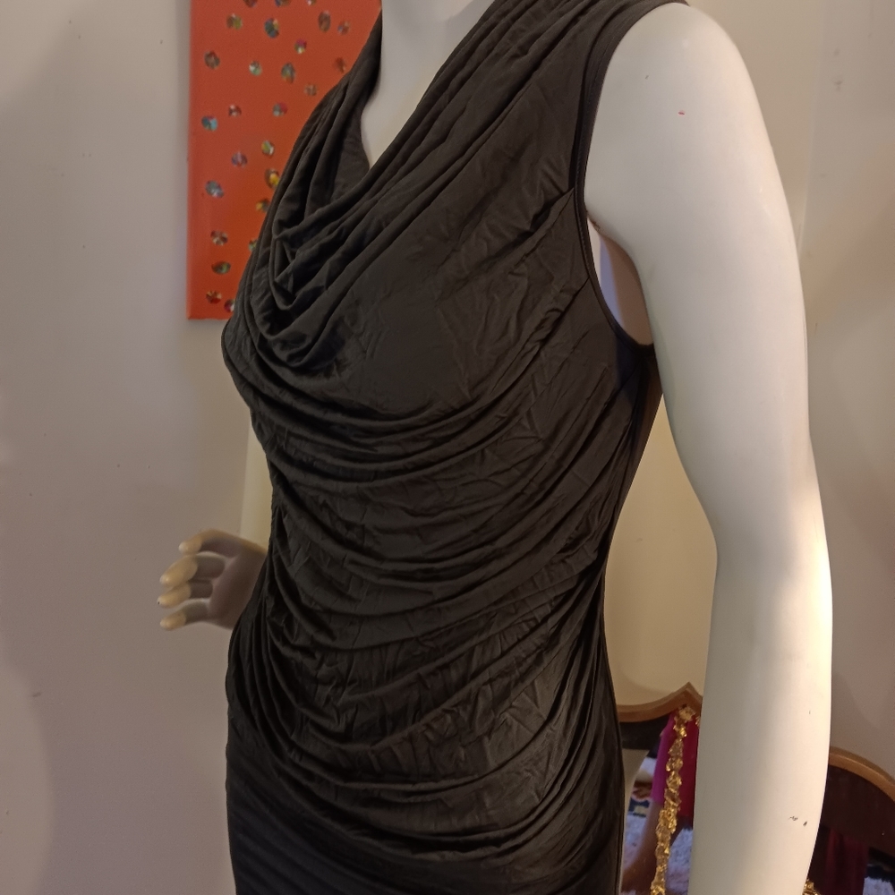 Helmut Lang Ruched Bodycon Cowl Neck Dress Small